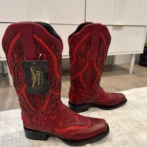 Red Glitter Western Boots